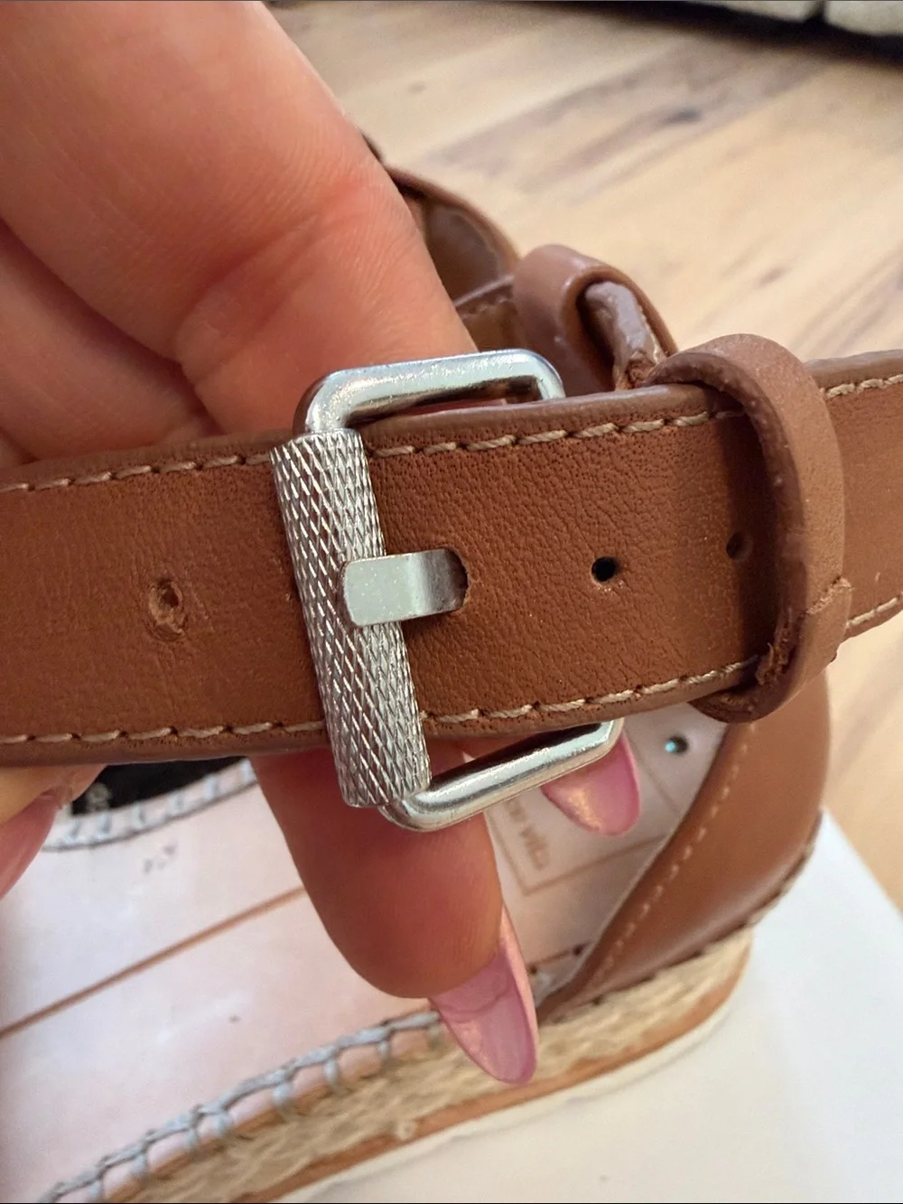 Dolce Vita Cream Front Espadrille Wedge Sandals with Brown Ankle Strap